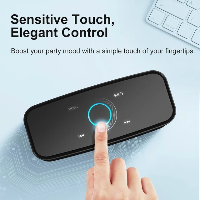 Alt view image 10 of 14 - DOSS SoundBox Touch Wireless Bluetooth Speaker-12W HD Sound with Rich Bass, IPX5 Waterproof, 20H Playtime, Handsfree, for Gatherings, Home, Office, Outdoor, Travel-Black