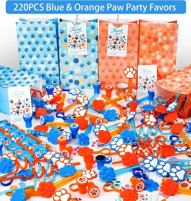 Alt view image 11 of 14 - 220PCS Blue and Orange Dog Paw Print Party Favors for Kids Theme Birthday Party Favors Decorations Supplies Goodie Bag Stuffer Pinata Filler Birthday Gifts