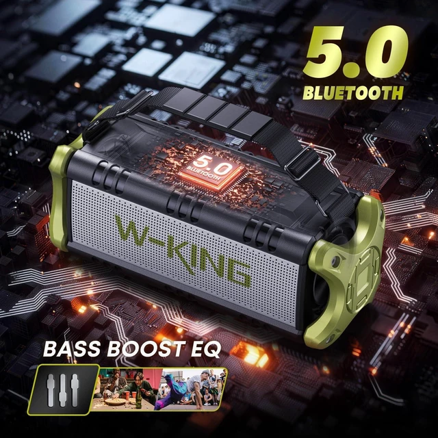 Alt view image 13 of 14 - Portable Speakers Bluetooth Wireless, 90W Max Loud Outdoor Speaker with 50W Deep Bass, Boombox Sound, IPX6 Waterproof, 40H, EQ, Dual Pairing, Subwoofer *2, TF, Large Speaker for Beach/Garage/Jobsite