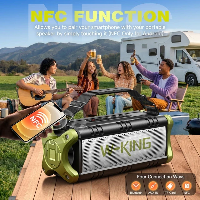 Alt view image 14 of 14 - Portable Speakers Bluetooth Wireless, 90W Max Loud Outdoor Speaker with 50W Deep Bass, Boombox Sound, IPX6 Waterproof, 40H, EQ, Dual Pairing, Subwoofer *2, TF, Large Speaker for Beach/Garage/Jobsite