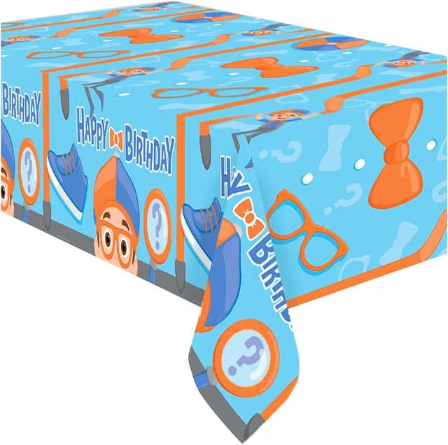 Alt view image 7 of 12 - Treasures Gifted Officially Licensed Blippi Birthday Party Supplies - Pack of 3 - Large Rectangular Blippi Tablecloth 54in x 108in - Blippi Party Decorations for Tabletop - Happy Birthday Tablecloth