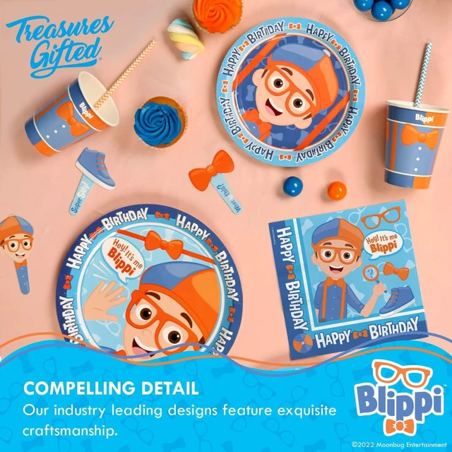 Alt view image 12 of 12 - Treasures Gifted Officially Licensed Blippi Birthday Party Supplies - Pack of 3 - Large Rectangular Blippi Tablecloth 54in x 108in - Blippi Party Decorations for Tabletop - Happy Birthday Tablecloth