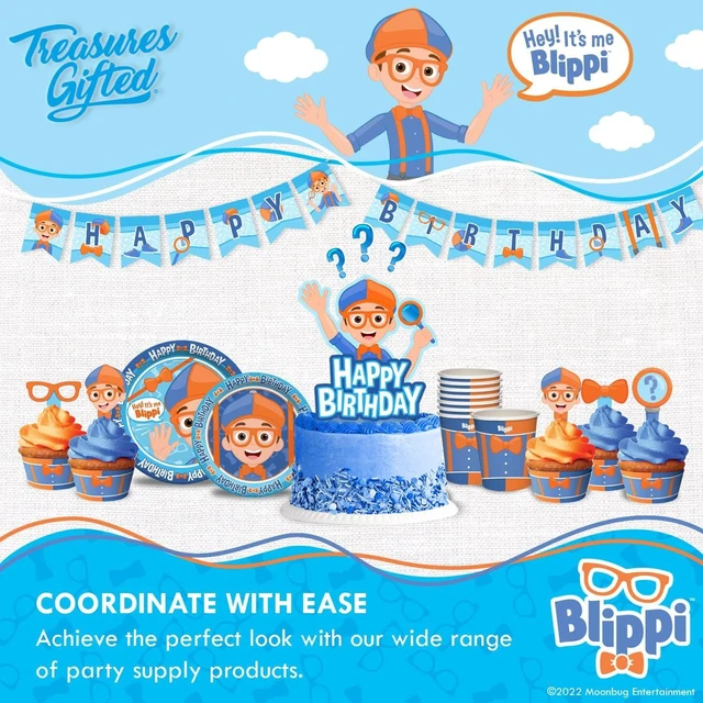 Alt view image 11 of 12 - Treasures Gifted Officially Licensed Blippi Birthday Party Supplies - Pack of 3 - Large Rectangular Blippi Tablecloth 54in x 108in - Blippi Party Decorations for Tabletop - Happy Birthday Tablecloth