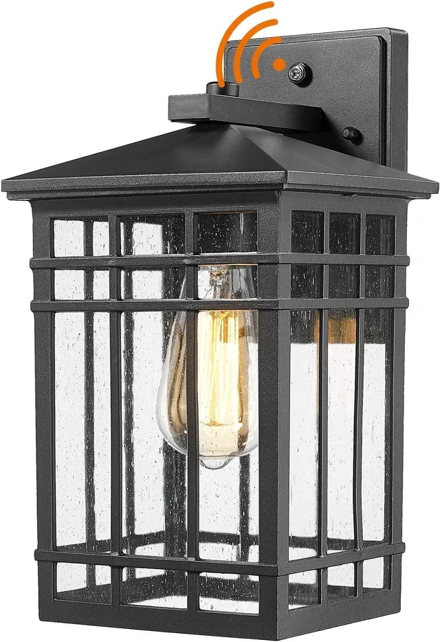 Alt view image 8 of 14 - Dusk to Dawn Outdoor Wall Lantern,Exterior Wall Mount Light, 1-Light Outdoor Wall Lighting Fixture for Porch,Garage, Patio, Hallway and Entryway (Black-Wall Light, 1 Pack),DDAMS-W18