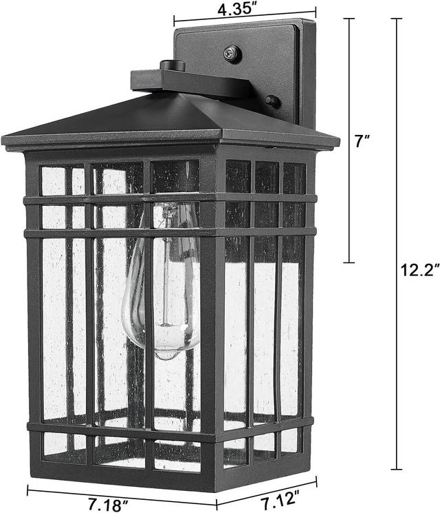 Alt view image 9 of 14 - Dusk to Dawn Outdoor Wall Lantern,Exterior Wall Mount Light, 1-Light Outdoor Wall Lighting Fixture for Porch,Garage, Patio, Hallway and Entryway (Black-Wall Light, 1 Pack),DDAMS-W18