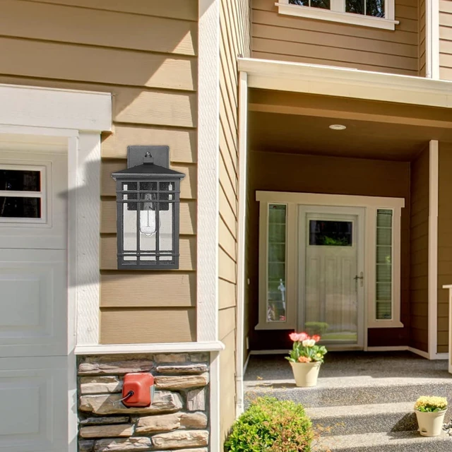 Alt view image 13 of 14 - Dusk to Dawn Outdoor Wall Lantern,Exterior Wall Mount Light, 1-Light Outdoor Wall Lighting Fixture for Porch,Garage, Patio, Hallway and Entryway (Black-Wall Light, 1 Pack),DDAMS-W18