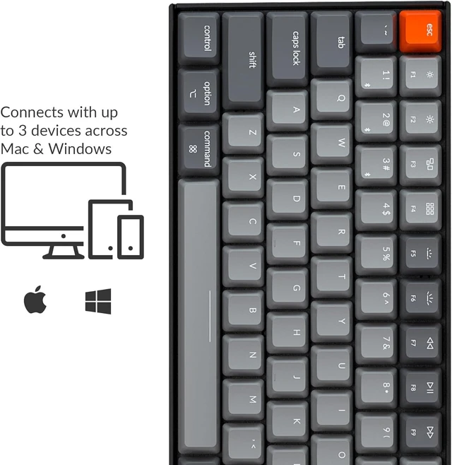 Alt view image 10 of 14 - Keychron K4 96% Layout 100 Keys Wireless Bluetooth 5.1/Wired USB Mechanical Gaming Keyboard with Keychron Super Red Switch White LED Backlight N-Key Rollover for Mac Windows PC-Version 2