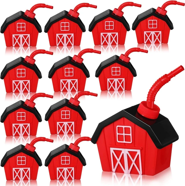 Alt view image 7 of 12 - Tanlade 12 Pcs Farmhouse Cups with Lids and Straws, 10 oz Toy Farmhouse Cups for Farm Birthday Party, Barnyard Animals Party, Baby Shower Farm Animals Themed Party Decorations Supplies Favor (Red)