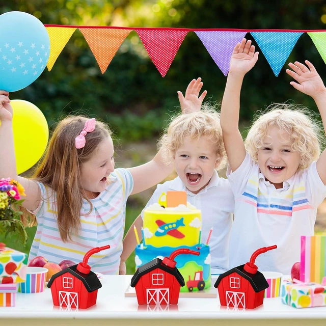 Alt view image 12 of 12 - Tanlade 12 Pcs Farmhouse Cups with Lids and Straws, 10 oz Toy Farmhouse Cups for Farm Birthday Party, Barnyard Animals Party, Baby Shower Farm Animals Themed Party Decorations Supplies Favor (Red)
