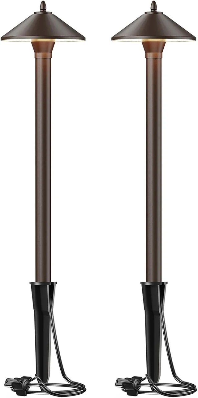 Alt view image 8 of 14 - Malibu Low Voltage Pathway Lights, 10W Pro Style Halogen Landscape Lighting, 2Pack 2700K Warm White Path Light, 12V AC Bronze Outdoor Walkway Lights for Yard Garden 8308-9103