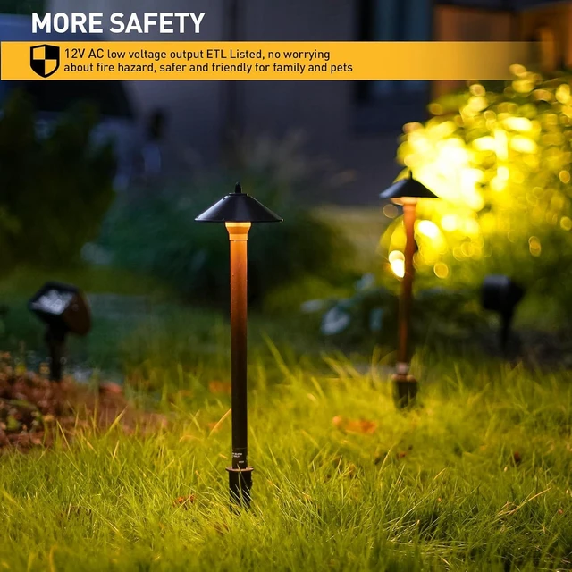 Alt view image 10 of 14 - Malibu Low Voltage Pathway Lights, 10W Pro Style Halogen Landscape Lighting, 2Pack 2700K Warm White Path Light, 12V AC Bronze Outdoor Walkway Lights for Yard Garden 8308-9103