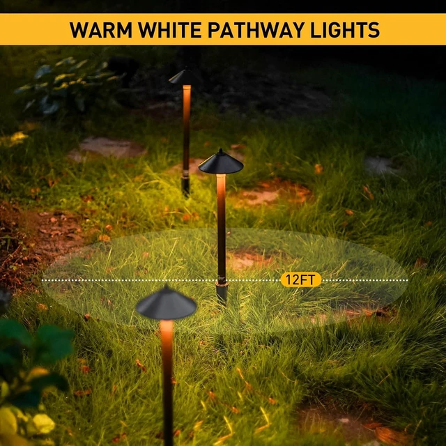 Alt view image 12 of 14 - Malibu Low Voltage Pathway Lights, 10W Pro Style Halogen Landscape Lighting, 2Pack 2700K Warm White Path Light, 12V AC Bronze Outdoor Walkway Lights for Yard Garden 8308-9103