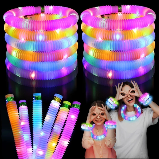 Alt view image 8 of 14 - Light Up Glow Sticks Fidget Pop Tubes, 24 Pack Glow in The Dark Party Supplies Toddler Sensory Toys, Glow Stick Thanksgiving Christmas Party Favors Party Pack Gifts for Kids