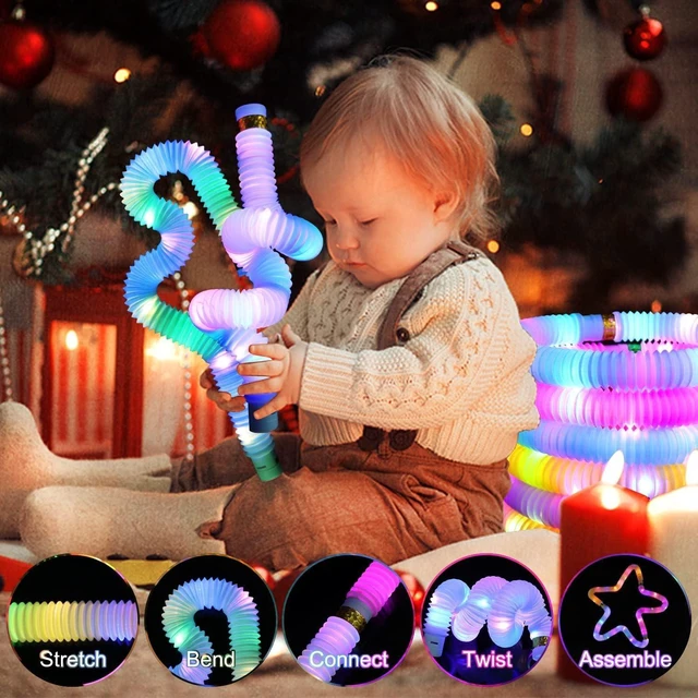 Alt view image 12 of 14 - Light Up Glow Sticks Fidget Pop Tubes, 24 Pack Glow in The Dark Party Supplies Toddler Sensory Toys, Glow Stick Thanksgiving Christmas Party Favors Party Pack Gifts for Kids