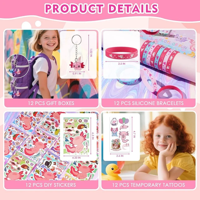 Alt view image 8 of 12 - Vanblue Axolotl Party Favors Themed Birthday Party Decoration Goodie Bags Stuffers Pink Axolotl Birthday Supplies Gift for Kids Treat Gift Bags Stuffers Pinata Filler Classroom Rewards