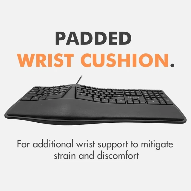 Alt view image 12 of 14 - X9 Wired Ergonomic Keyboard with Cushioned Wrist Rest - Type Comfortably Longer - USB Wired Split Keyboard for Laptop, PC & Chrome Computer with 110 Ergo Keys & 5ft Cable