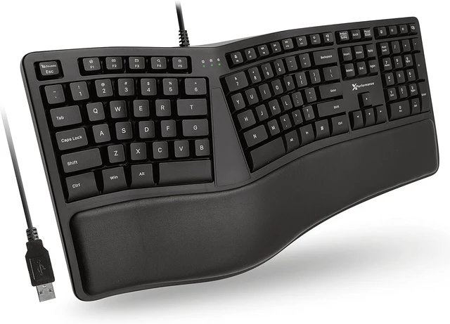Alt view image 8 of 14 - X9 Wired Ergonomic Keyboard with Cushioned Wrist Rest - Type Comfortably Longer - USB Wired Split Keyboard for Laptop, PC & Chrome Computer with 110 Ergo Keys & 5ft Cable