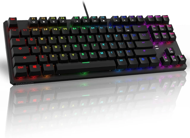 Alt view image 8 of 14 - TECWARE Phantom 87 Key RGB Mechanical Gaming Keyboard | Outemu Red Switch | 16.8M Color LED Lighting | 18 Pre-Set | Low Latency | N-Key Rollover | Software Customizable Keys | Wired USB Connection