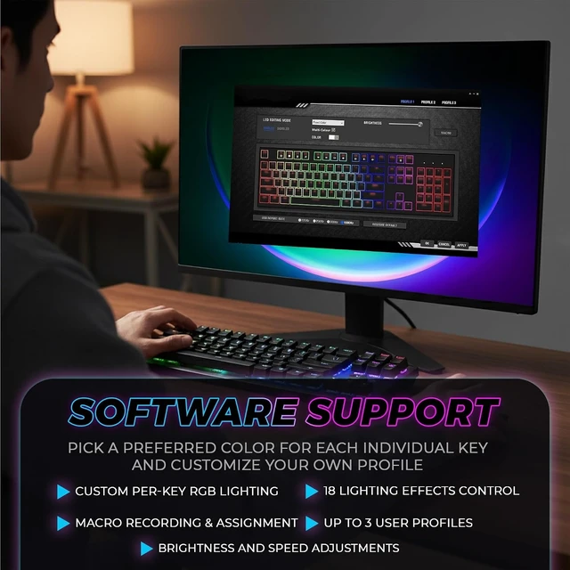 Alt view image 13 of 14 - TECWARE Phantom 87 Key RGB Mechanical Gaming Keyboard | Outemu Red Switch | 16.8M Color LED Lighting | 18 Pre-Set | Low Latency | N-Key Rollover | Software Customizable Keys | Wired USB Connection