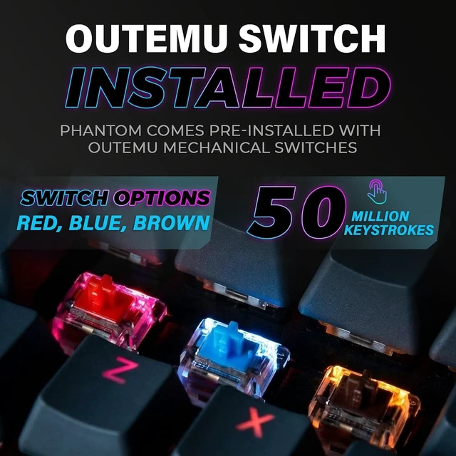 Alt view image 11 of 14 - TECWARE Phantom 87 Key RGB Mechanical Gaming Keyboard | Outemu Red Switch | 16.8M Color LED Lighting | 18 Pre-Set | Low Latency | N-Key Rollover | Software Customizable Keys | Wired USB Connection