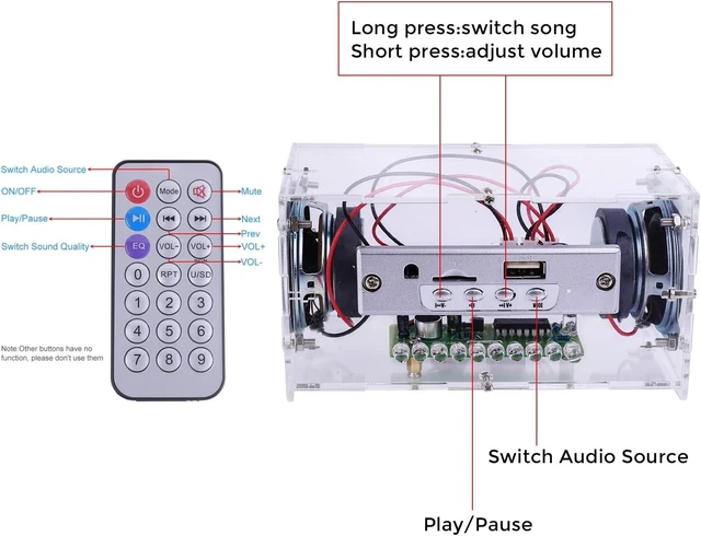 Alt view image 13 of 14 - MiOYOOW DIY Bluetooth Speaker Kit, USB Mini Stereo Amplifier Soldering Kit with LED Flashing Lights, STEM Electronic Projects Solder Practice Kit for Home and School Education
