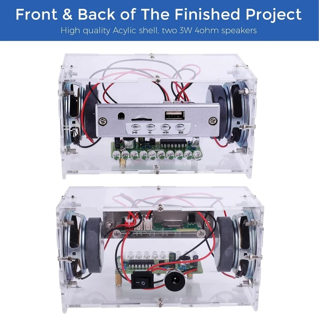 Alt view image 14 of 14 - MiOYOOW DIY Bluetooth Speaker Kit, USB Mini Stereo Amplifier Soldering Kit with LED Flashing Lights, STEM Electronic Projects Solder Practice Kit for Home and School Education