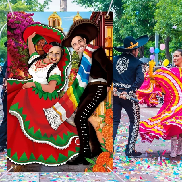 Alt view image 11 of 12 - Tudomro Mexican Couple Photo Props Fiesta Party Background 6 x 4 ft Fabric Large Photo Door Banner Mexican Style Funny Games Supplies for Birthday Party Cinco De Mayo Festival Supplies