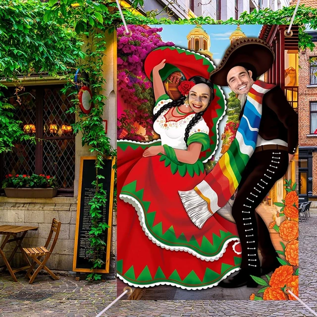 Alt view image 12 of 12 - Tudomro Mexican Couple Photo Props Fiesta Party Background 6 x 4 ft Fabric Large Photo Door Banner Mexican Style Funny Games Supplies for Birthday Party Cinco De Mayo Festival Supplies