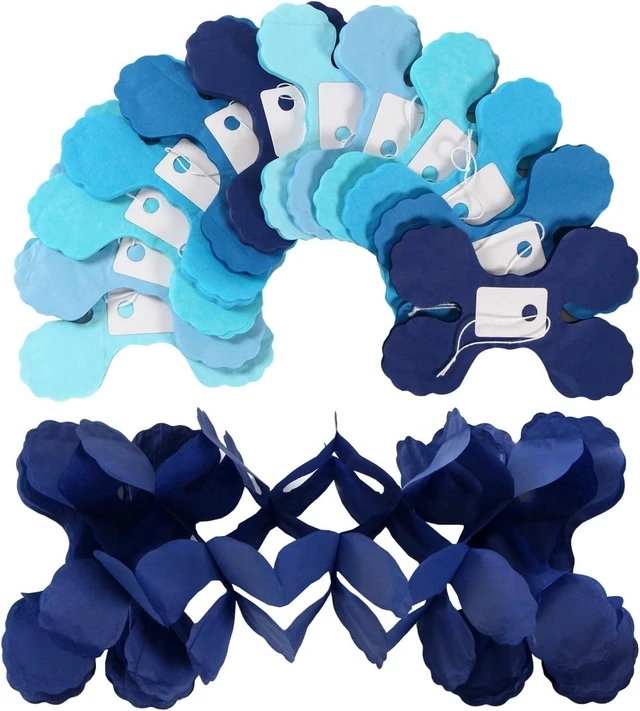 Alt view image 11 of 14 - Baby-Royal Navy-Blue Party-Decorations Streamers Garland - 12pcs Boy Birthday Frozen Ocean Shower 4-Leaf Paper Clover Streamer, Bachelorette Bridal Wedding Engagement Banners Decor Ouruola