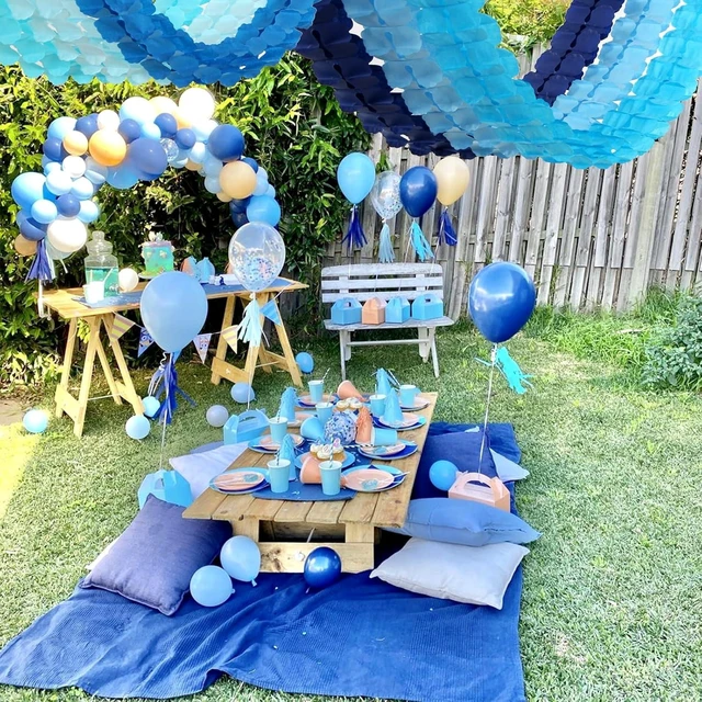 Alt view image 10 of 14 - Baby-Royal Navy-Blue Party-Decorations Streamers Garland - 12pcs Boy Birthday Frozen Ocean Shower 4-Leaf Paper Clover Streamer, Bachelorette Bridal Wedding Engagement Banners Decor Ouruola