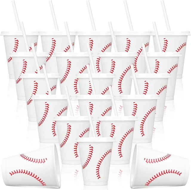 Alt view image 8 of 14 - Domensi 20 Pieces Plastic Baseball Cups Reusable Cute Party Plastic Cups 16 oz Sports Party Gifts for Baseball Game Sport Theme Decoration Birthday Supplies