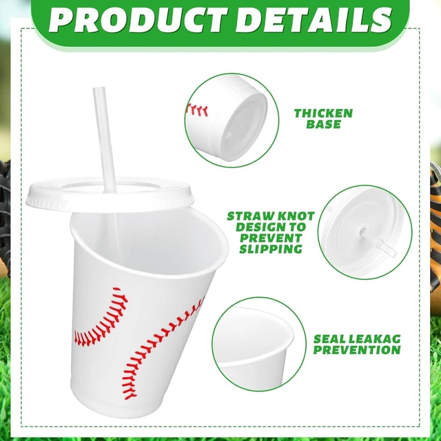 Alt view image 9 of 14 - Domensi 20 Pieces Plastic Baseball Cups Reusable Cute Party Plastic Cups 16 oz Sports Party Gifts for Baseball Game Sport Theme Decoration Birthday Supplies