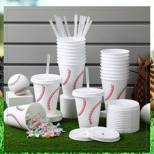 Alt view image 11 of 14 - Domensi 20 Pieces Plastic Baseball Cups Reusable Cute Party Plastic Cups 16 oz Sports Party Gifts for Baseball Game Sport Theme Decoration Birthday Supplies