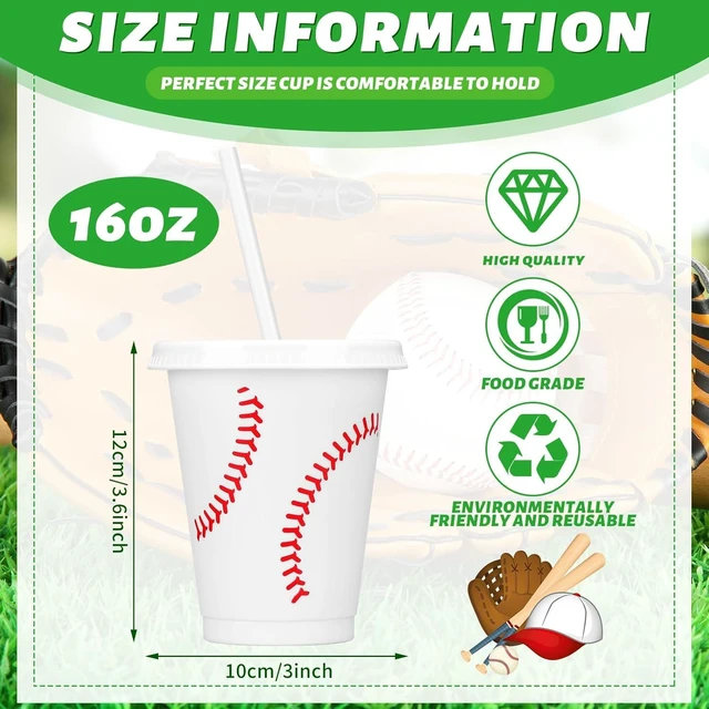 Alt view image 10 of 14 - Domensi 20 Pieces Plastic Baseball Cups Reusable Cute Party Plastic Cups 16 oz Sports Party Gifts for Baseball Game Sport Theme Decoration Birthday Supplies