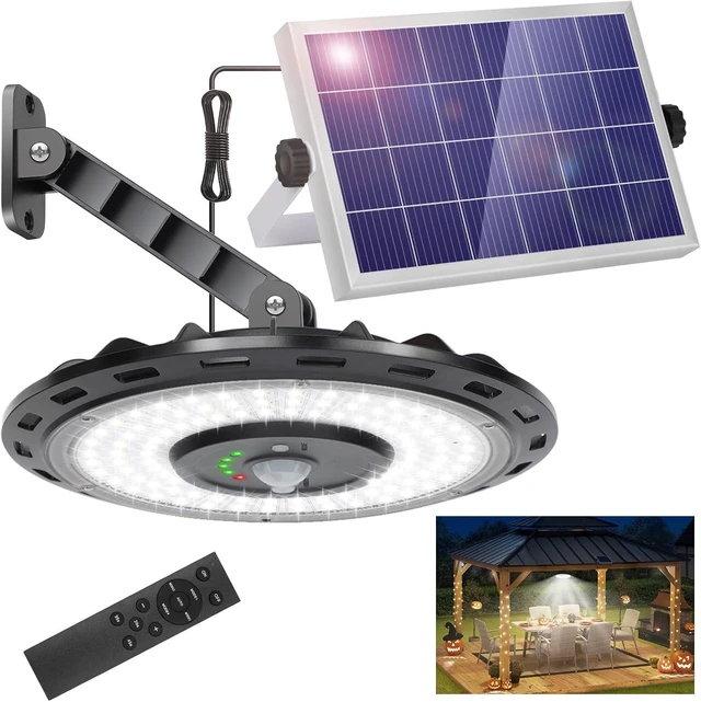 Alt view image 8 of 14 - ropelux Solar Lights Indoor Outdoor, 3000LM Dimmable 5 Modes (2 for All Day Lighting) Motion Sensor Solar Shed Light with Remote IP65 Waterproof for Barn Gazebo Yard Garage Patio Security Lighting
