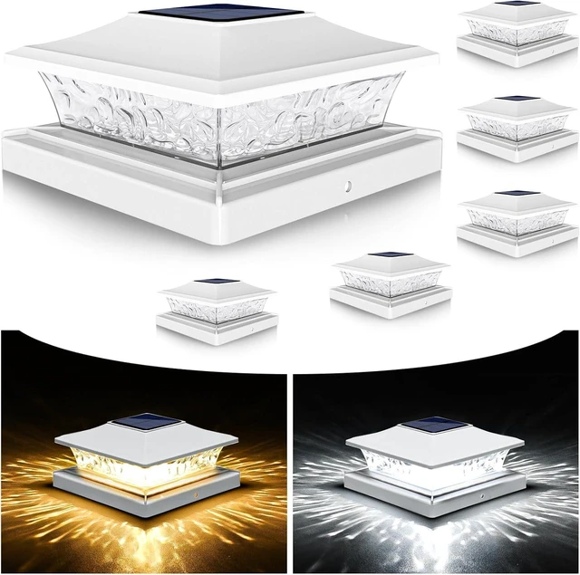 Alt view image 7 of 12 - VOLISUN Solar Post Cap Lights Outdoor 4x4/6x6 Wooden/Vinyl Fence Cap Lights for Patio/Garden,Warm White with 2 Lighting Modes Waterproof,ABS Shell Lens White (6 Pack)
