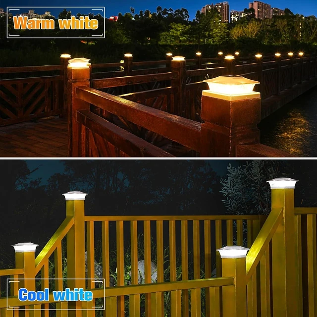 Alt view image 9 of 12 - VOLISUN Solar Post Cap Lights Outdoor 4x4/6x6 Wooden/Vinyl Fence Cap Lights for Patio/Garden,Warm White with 2 Lighting Modes Waterproof,ABS Shell Lens White (6 Pack)
