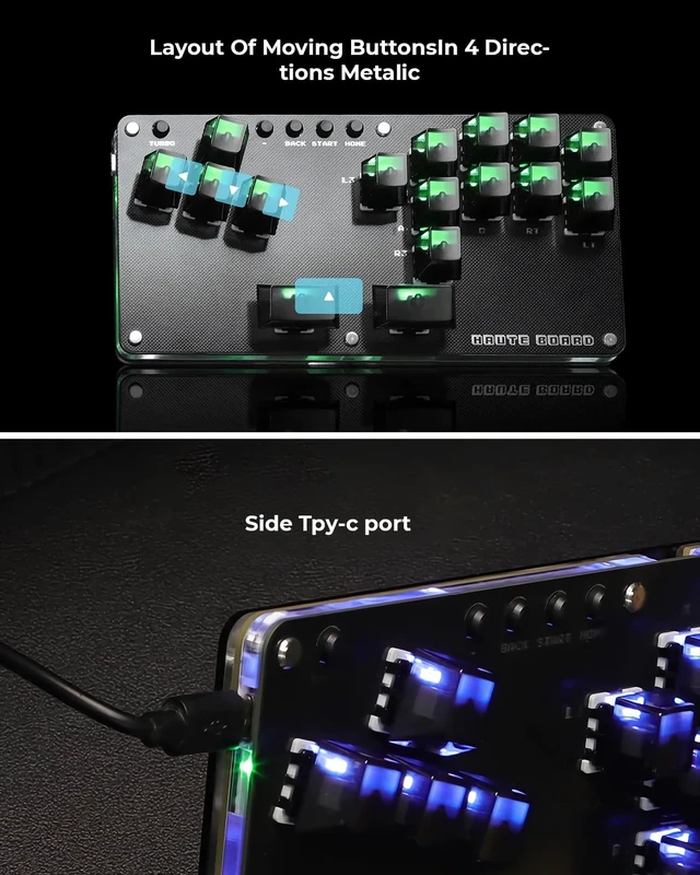 Alt view image 14 of 14 - Sehawei Haute42 16Key All-Button Arcade Controller Gamerfinger with Turbo Functions,Arcade Stick Street Fight Mini Plus Controller for PC/Ps3/Ps4/Switch Game Keyboard-Supports Hot Swap & SOCD