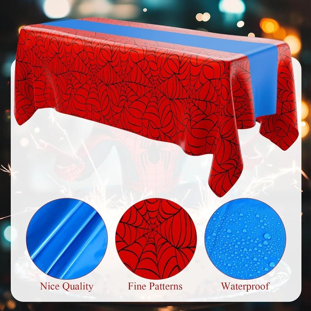 Alt view image 10 of 14 - Remagr 54 x 108 Inch Spider Theme Birthday Party Tablecloth Plastic Disposable Hero Summer Table Cover Large Plastic Rectangular Table Cover for Spider Web Birthday Party Decor(Red and Blue,6 Pcs)