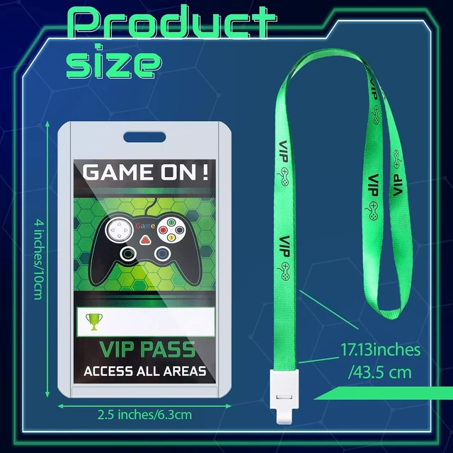 Alt view image 8 of 12 - Tenceur 30 Pcs Video Game Party Favors VIP Lanyards Video Game ID Badge Holder VIP Pass Holder Tickets Invitation Party VIP Pass Lanyards for School Birthday