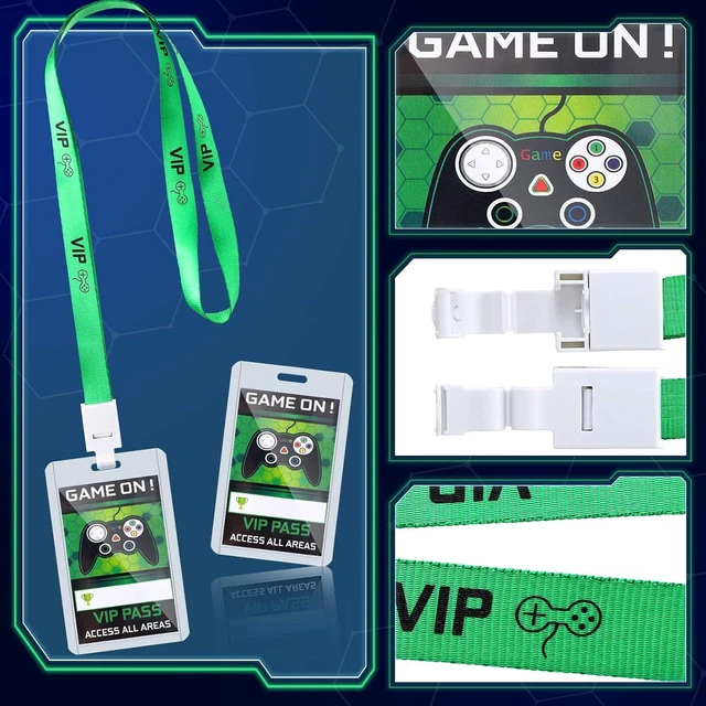 Alt view image 9 of 12 - Tenceur 30 Pcs Video Game Party Favors VIP Lanyards Video Game ID Badge Holder VIP Pass Holder Tickets Invitation Party VIP Pass Lanyards for School Birthday