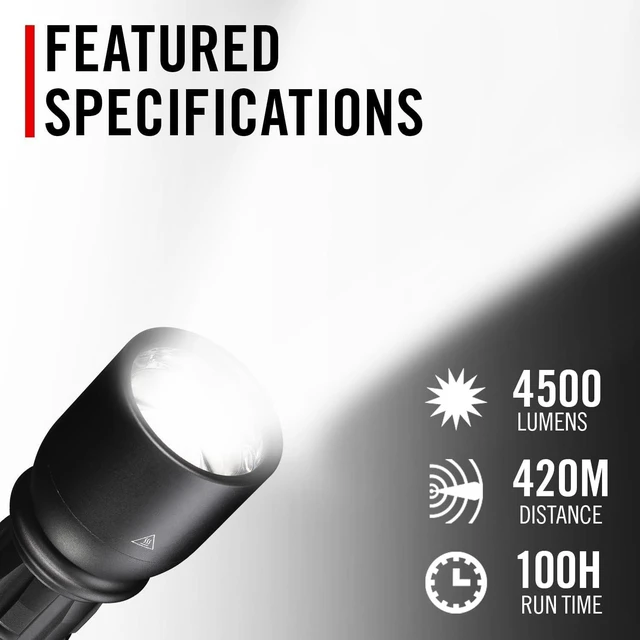 Alt view image 9 of 14 - Coast XP14R 4500 Lumen USB-C Rechargeable LED Flashlight with Slide Focus®and Pure Beam® Focusing Optic, 5 Light Modes