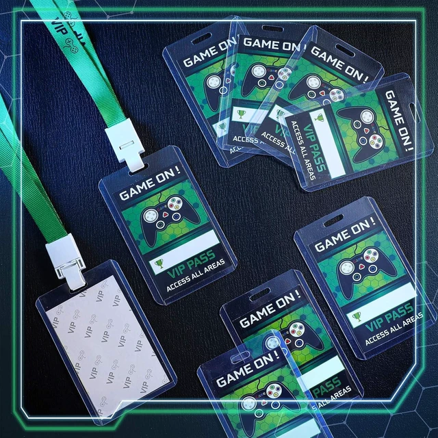 Alt view image 10 of 12 - Tenceur 30 Pcs Video Game Party Favors VIP Lanyards Video Game ID Badge Holder VIP Pass Holder Tickets Invitation Party VIP Pass Lanyards for School Birthday