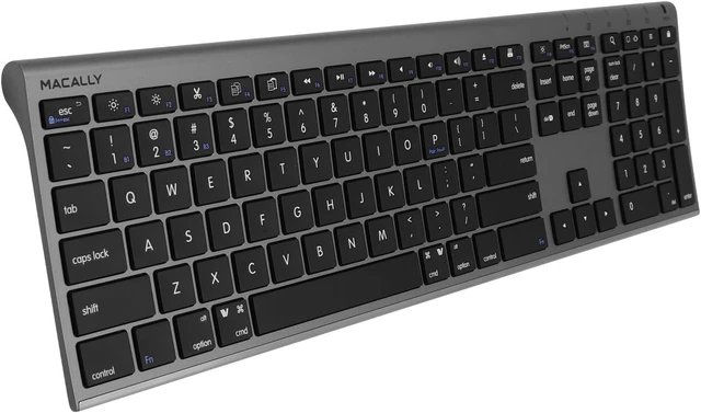 Alt view image 8 of 14 - Macally Wireless Bluetooth Keyboard for Mac - Compatible Apple Keyboard or MacBook Pro/Air, iMac - Multi-Device, Up to 3 Devices with 110 Keys, 20 Shortcuts, Numeric Keypad, and Rechargeable