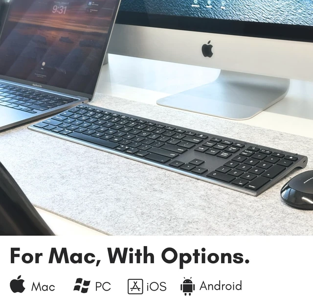 Alt view image 9 of 14 - Macally Wireless Bluetooth Keyboard for Mac - Compatible Apple Keyboard or MacBook Pro/Air, iMac - Multi-Device, Up to 3 Devices with 110 Keys, 20 Shortcuts, Numeric Keypad, and Rechargeable