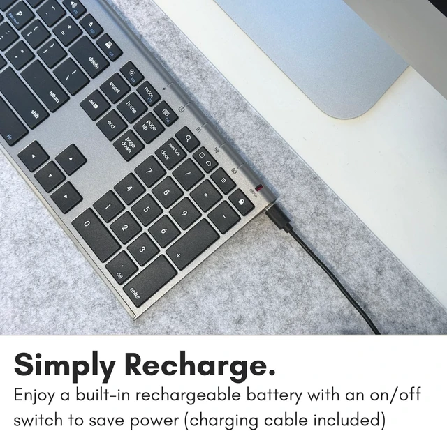 Alt view image 11 of 14 - Macally Wireless Bluetooth Keyboard for Mac - Compatible Apple Keyboard or MacBook Pro/Air, iMac - Multi-Device, Up to 3 Devices with 110 Keys, 20 Shortcuts, Numeric Keypad, and Rechargeable
