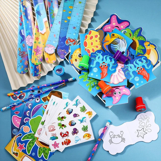 Alt view image 11 of 14 - BenLouis 240Pcs Under the Sea Party Favors Ocean Animals Party Stampers Stickers School Stationery Bulk for Kids Sea Shark Birthday Mermaid Party Goodie Bag Stuffer Classroom Gifts Rewards Supplies