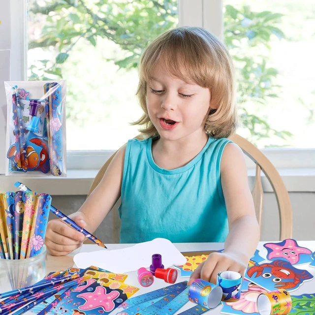 Alt view image 14 of 14 - BenLouis 240Pcs Under the Sea Party Favors Ocean Animals Party Stampers Stickers School Stationery Bulk for Kids Sea Shark Birthday Mermaid Party Goodie Bag Stuffer Classroom Gifts Rewards Supplies