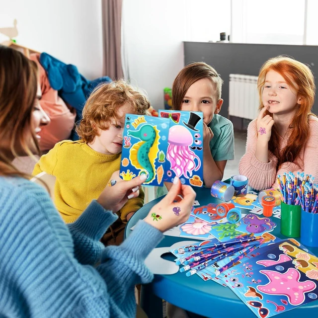 Alt view image 13 of 14 - BenLouis 240Pcs Under the Sea Party Favors Ocean Animals Party Stampers Stickers School Stationery Bulk for Kids Sea Shark Birthday Mermaid Party Goodie Bag Stuffer Classroom Gifts Rewards Supplies