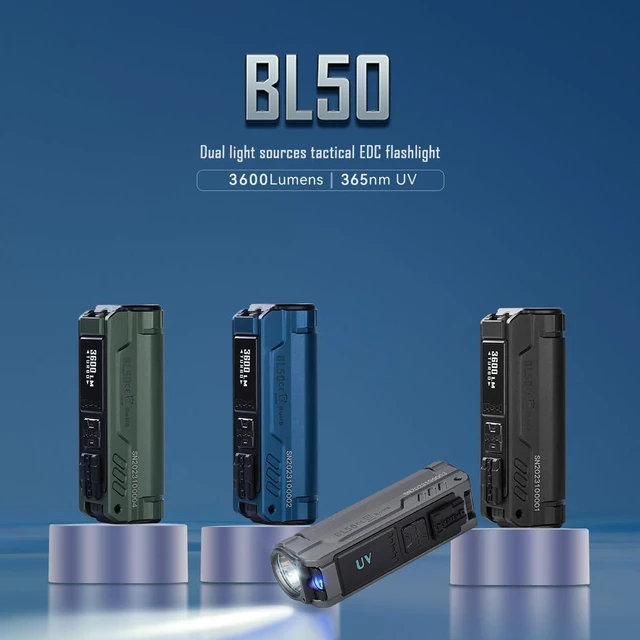 Alt view image 10 of 14 - IMALENT BL50 Rechargeable EDC Flashlight 3600 Lumens, UV Light and White LED, High Lumens Portable Flashlights Dual Light Source Pocket Lights for Emergency and Camping (Black)